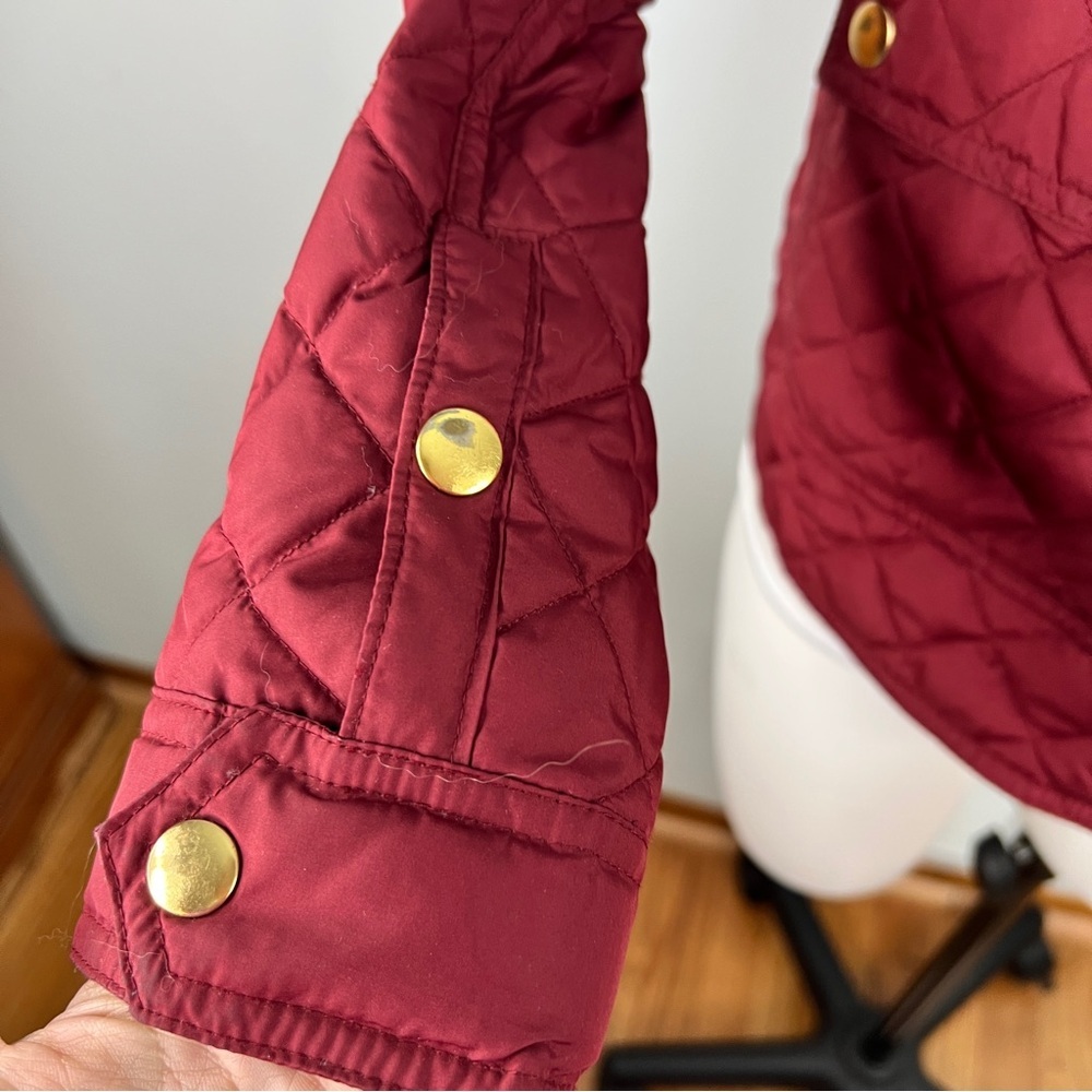 J.Crew Quilted Down-Filled Jacket Burgundy Corduroy Collar Women’s Size XS - Picture 6 of 13